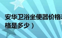 安华卫浴坐便器价格表（安华卫浴座便器的价格是多少）