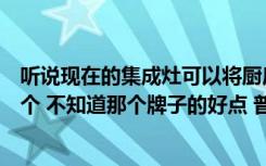 听说现在的集成灶可以将厨房的油烟问题彻底消灭（所以想个 不知道那个牌子的好点 普尔集成灶怎样）