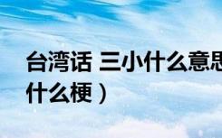 台湾话 三小什么意思（台湾话三小的意思是什么梗）