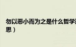 勿以恶小而为之是什么哲学道理（勿以恶小而为之是什么意思）