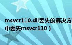 msvcr110.dll丢失的解决方法（无法启动此程序因为计算机中丢失msvcr110）