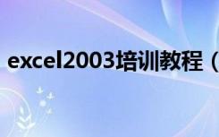 excel2003培训教程（excel2003培训课程）