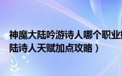 神魔大陆吟游诗人哪个职业好（《神魔大陆》凤吟系神魔大陆诗人天赋加点攻略）