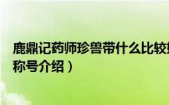 鹿鼎记药师珍兽带什么比较好（《鹿鼎记》珍兽资料之珍兽称号介绍）