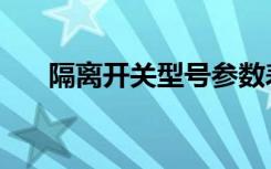 隔离开关型号参数表（隔离开关型号）