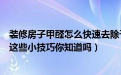 装修房子甲醛怎么快速去除干净（装修后如何去除装修污染这些小技巧你知道吗）