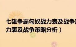 七雄争霸匈奴战力表及战争策略分析介绍（七雄争霸匈奴战力表及战争策略分析）