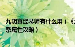 九阴真经琴师有什么用（《九阴真经》棋士及琴师文化新体系属性攻略）