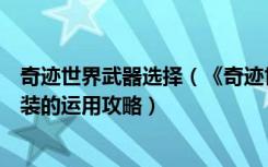 奇迹世界武器选择（《奇迹世界》装备、武器的选择及远古装的运用攻略）