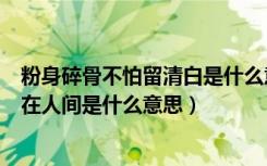 粉身碎骨不怕留清白是什么意思（粉骨碎身浑不怕要留清白在人间是什么意思）