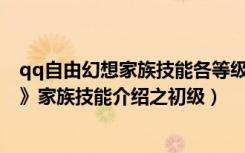 qq自由幻想家族技能各等级需要多少金币（《QQ自由幻想》家族技能介绍之初级）