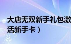 大唐无双新手礼包激活码（《大唐无双2》激活新手卡）