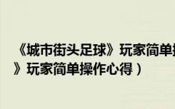 《城市街头足球》玩家简单操作心得分享（《城市街头足球》玩家简单操作心得）