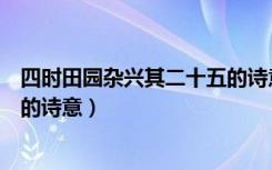 四时田园杂兴其二十五的诗意短句（四时田园杂兴其二十五的诗意）