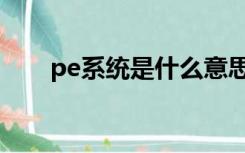 pe系统是什么意思（pe系统是什么）