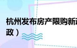 杭州发布房产限购新政（杭州发布房产限购新政）