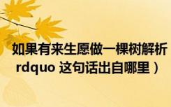 如果有来生愿做一棵树解析（ldquo 如果有来生愿做一颗树 rdquo 这句话出自哪里）