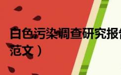 白色污染调查研究报告表（白色污染调查报告范文）