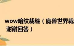 wow暗纹裁缝（魔兽世界裁缝那个暗纹面罩图样怎么获得呀 谢谢回答）