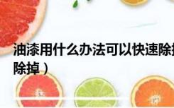 油漆用什么办法可以快速除掉味（油漆用什么办法可以快速除掉）