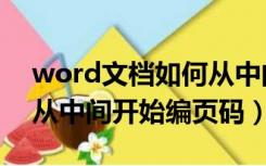 word文档如何从中间开始设置页码（word从中间开始编页码）