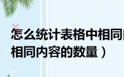 怎么统计表格中相同内容的数量（excel 统计相同内容的数量）