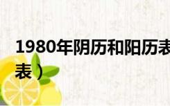 1980年阴历和阳历表（1980年阴历阳历对照表）