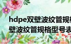 hdpe双壁波纹管规格型号表价格（hdpe双壁波纹管规格型号表）