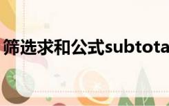 筛选求和公式subtotal公司里面9是什么意思