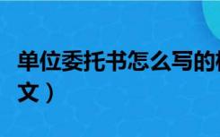 单位委托书怎么写的格式（单位委托书格式范文）