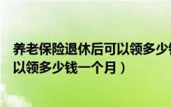 养老保险退休后可以领多少钱一个月的（养老保险退休后可以领多少钱一个月）