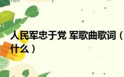 人民军忠于党 军歌曲歌词（歌曲 人民军队忠于党 的歌词是什么）