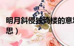 明月斜侵独倚楼的意思（明月楼高休独倚的意思）