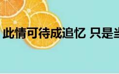 此情可待成追忆 只是当时已惘然是什么意思?