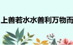 上善若水水善利万物而不争老子之所以推崇水