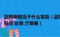 副局级相当于什么军衔（副军职相当于现在的什么级别 比如科级 处级 厅级等）