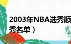 2003年NBA选秀顺位名单（2003年nba选秀名单）