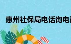 惠州社保局电话询电话号码（惠州社保局）