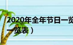 2020年全年节日一览表格（2020年全年节日一览表）