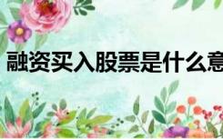 融资买入股票是什么意思（融资是什么意思）