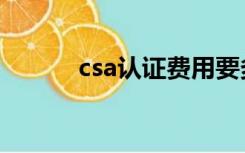 csa认证费用要多少（csa认证）