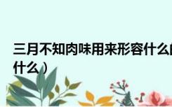 三月不知肉味用来形容什么的魅力（三月不知肉味用来形容什么）