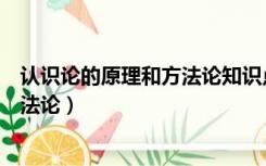 认识论的原理和方法论知识点归纳总结（认识论的原理和方法论）