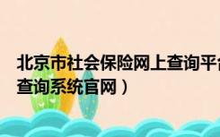 北京市社会保险网上查询平台网（北京市社会保险网上申报查询系统官网）