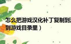 怎么把游戏汉化补丁复制到游戏目录下（汉化补丁如何复制到游戏目录里）