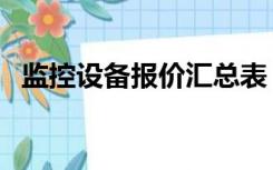 监控设备报价汇总表（监控设备报价清单）