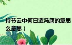 持节云中何日遣冯唐的意思（持节云中何日谴冯唐究竟是什么意思）