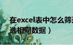 在excel表中怎么筛选相同数据（excel表筛选相同数据）