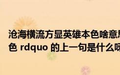 沧海横流方显英雄本色啥意思（ldquo 沧海横流方显英雄本色 rdquo 的上一句是什么呀）