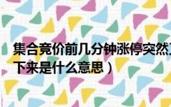 集合竞价前几分钟涨停突然又跌了（集合竞价涨停然后又跌下来是什么意思）